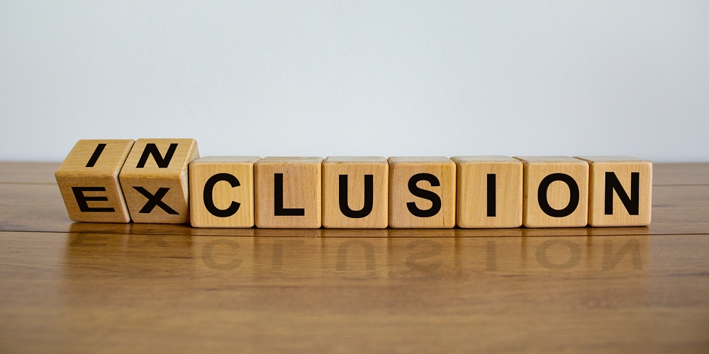 Symbol For A Better Inclusion. Inverted Cube And Changed Word Exclusion To Inclusion. Beautiful Wood