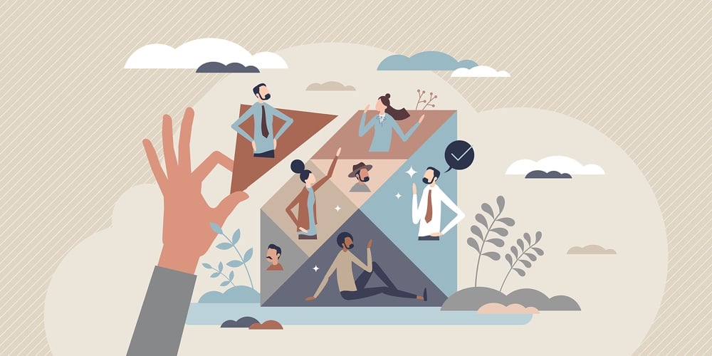 Talent Management And Find Company Employee With Skills Tiny Person Concept. Human Resources Choice