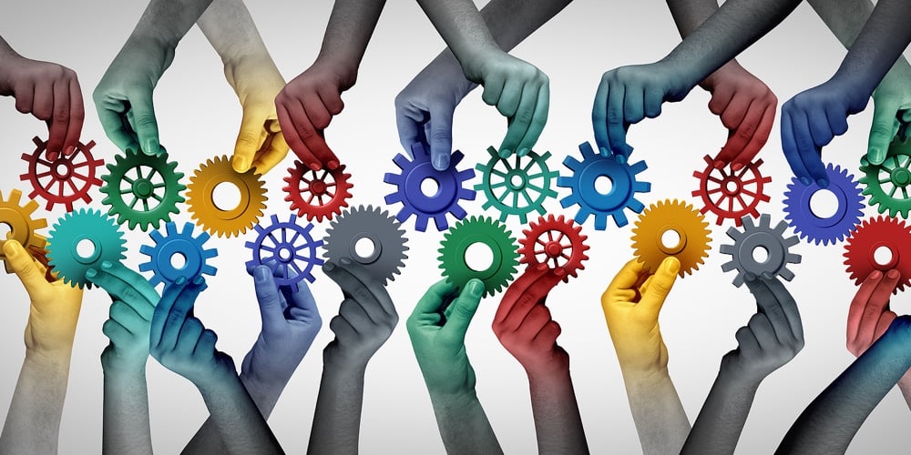 Team Collaboration Concept And Connecting Unity Or Teamwork Idea As A Business Metaphor For Joining