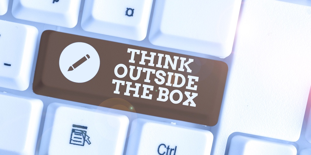 Text Sign Showing Think Outside The Box. Conceptual Photo Be Unique Different Ideas Bring Brainstorm