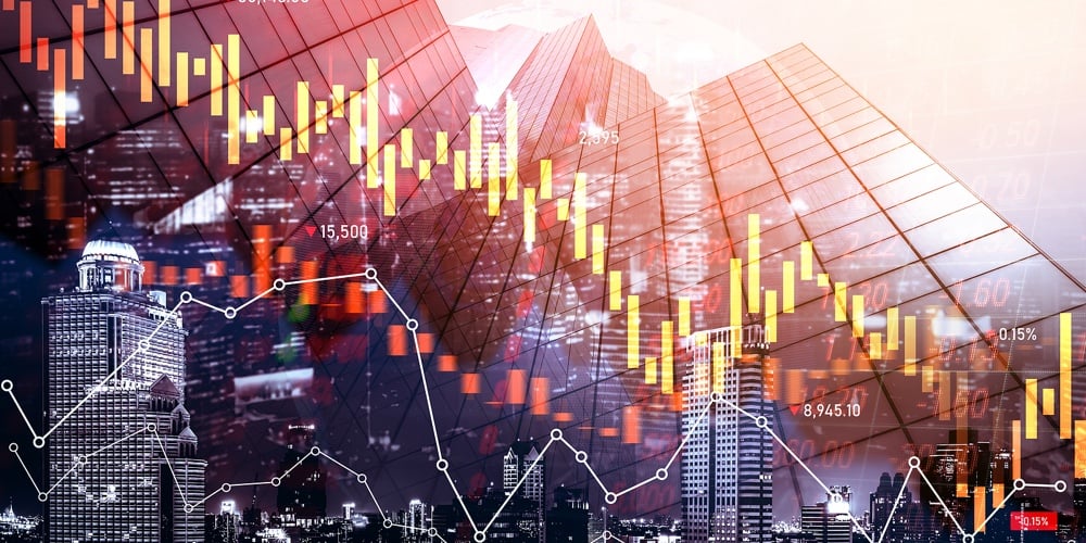 The Digital Indicators And Declining Graphs Of A Stock Market Crash Overlap The Backdrop Of A Modern