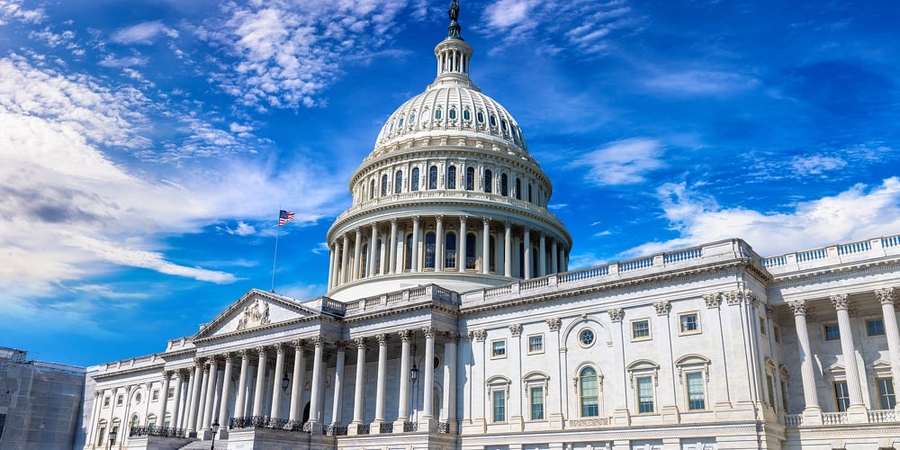 The United States Capitol Building In A Summer Day In Washington Dc