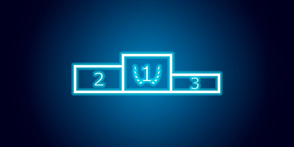 The Winners Podium Icon In Blue Neon Style. Element Of Racing For Mobile Concept And Web Apps Icon.