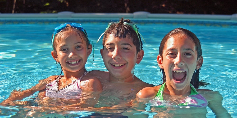 Three Kids In A Pool