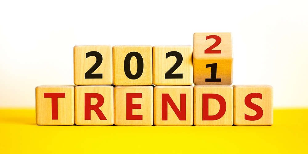 2022 Trends New Year Symbol. Turned A Wooden Cube And Changed Words ‘trends 2021’ To ‘trends 2022’.