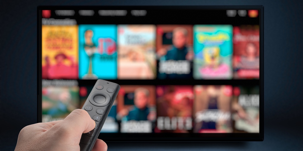 Tv Online. Television Streaming Video. Media Tv On Demand. Online Multimedia Video Concept On Tv Set