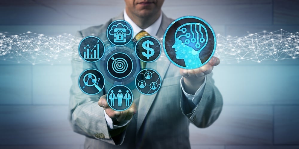 Unrecognizable Business Manager Scaling Up Sales And Marketing Via Artificial Intelligence App. B2b
