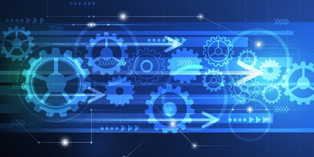 Vector Abstract Futuristic Gear Wheel Engineering On Circuit Boa