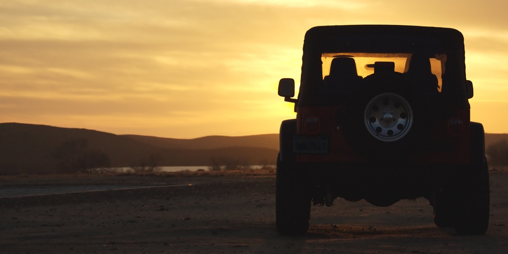 jeep|Vehicle In The Wilderness At Sunset