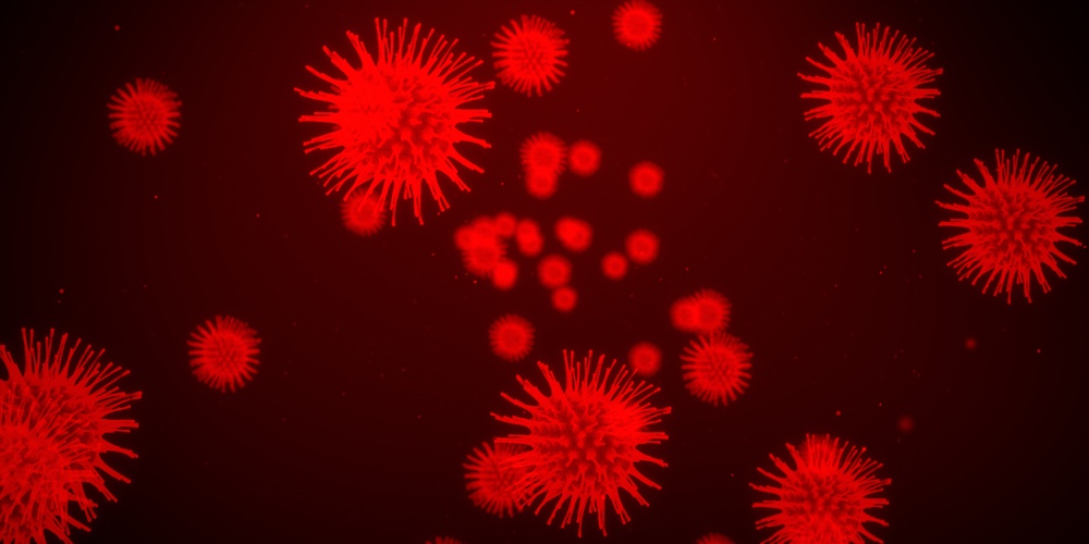 Virus Cells Flowing Corona Virus Cells Concept.
