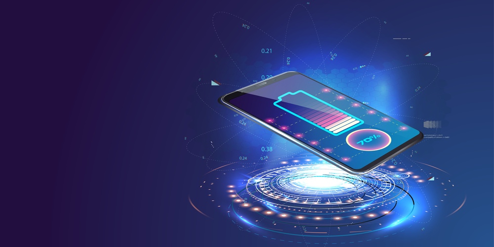 Wireless Charging Of The Smartphone Battery. Future Concept. The Progress Of Charging The Battery Of