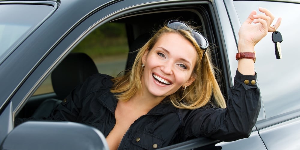 Woman In The New Car With Keys