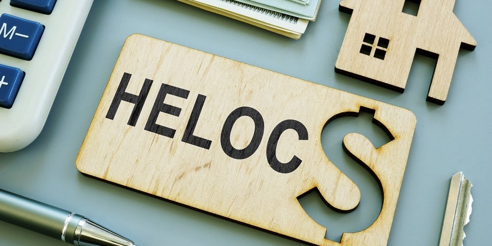 Wooden Plank With Sign Heloc Home Equity Line Of Credit.