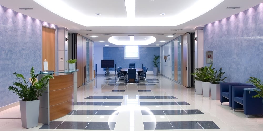 hallway with a view to a board room