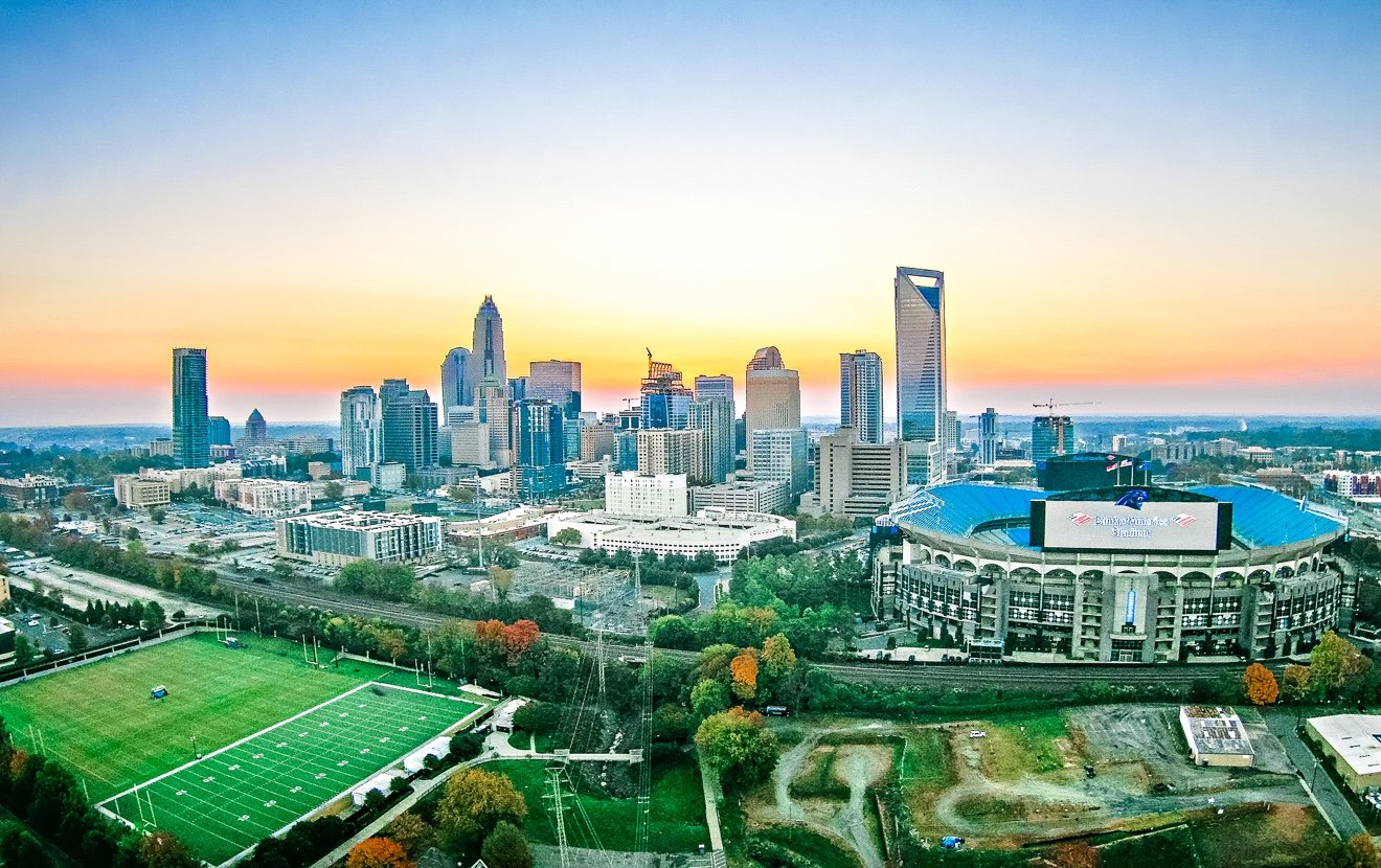 an early morning sunrise over charlotte nc