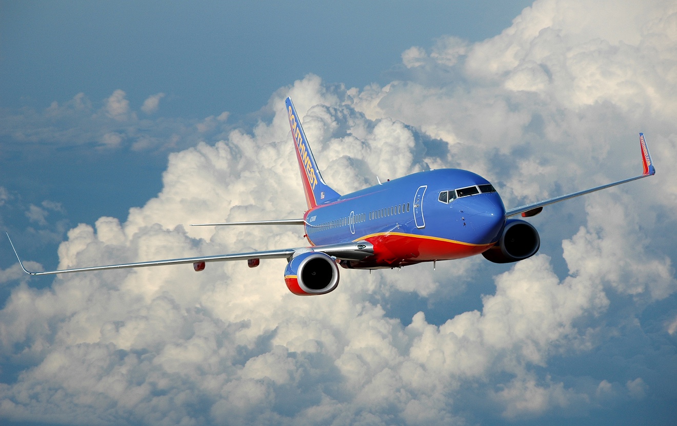Southwest Airlines plane in flight