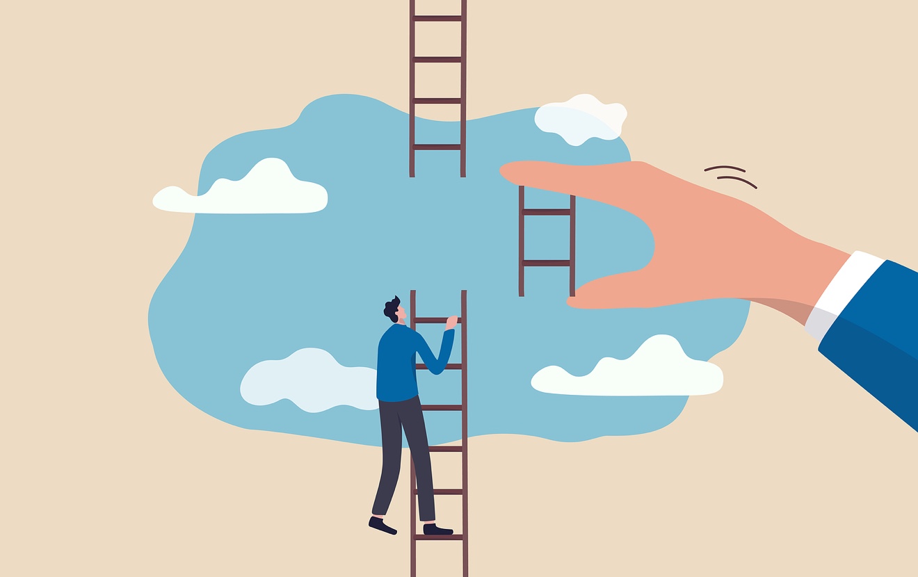 Helping Hand, Business Support To Reach Career Target Or Help To Climb Up Ladder Of Success Concept,