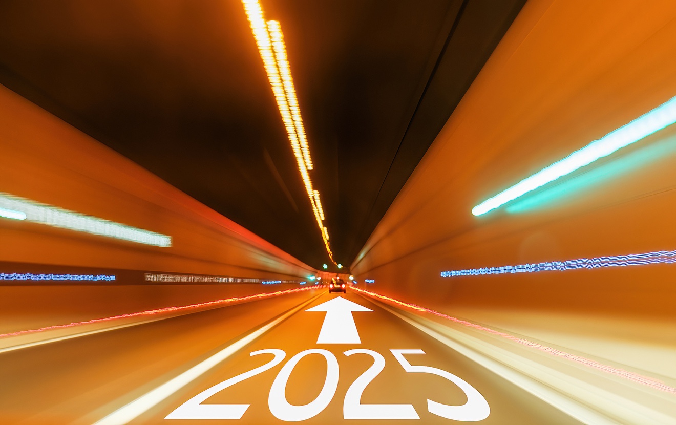 2025 Text On The Road In The Tunnel As A Future Vision Concept . Successful Start Of New Year