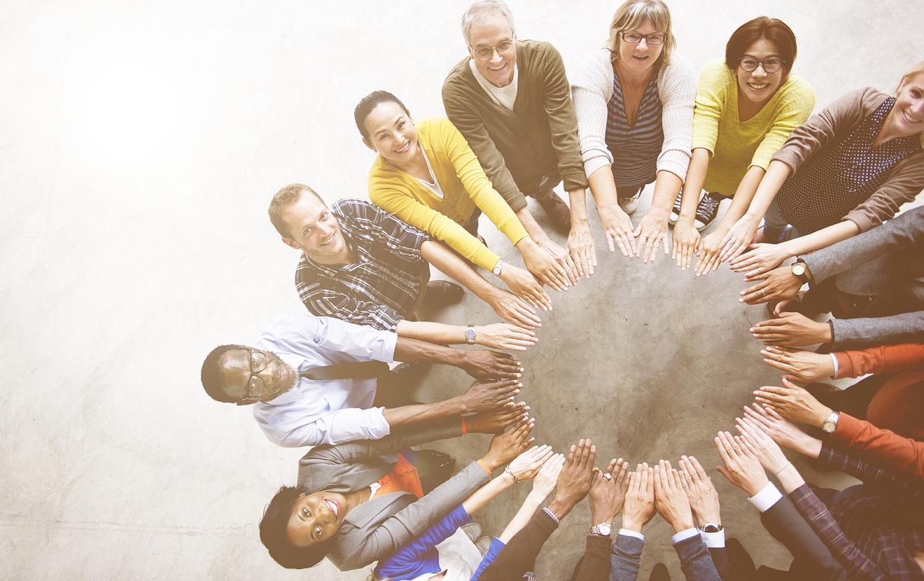 Diverse People Friendship Togetherness Connection Aerial View Concept
