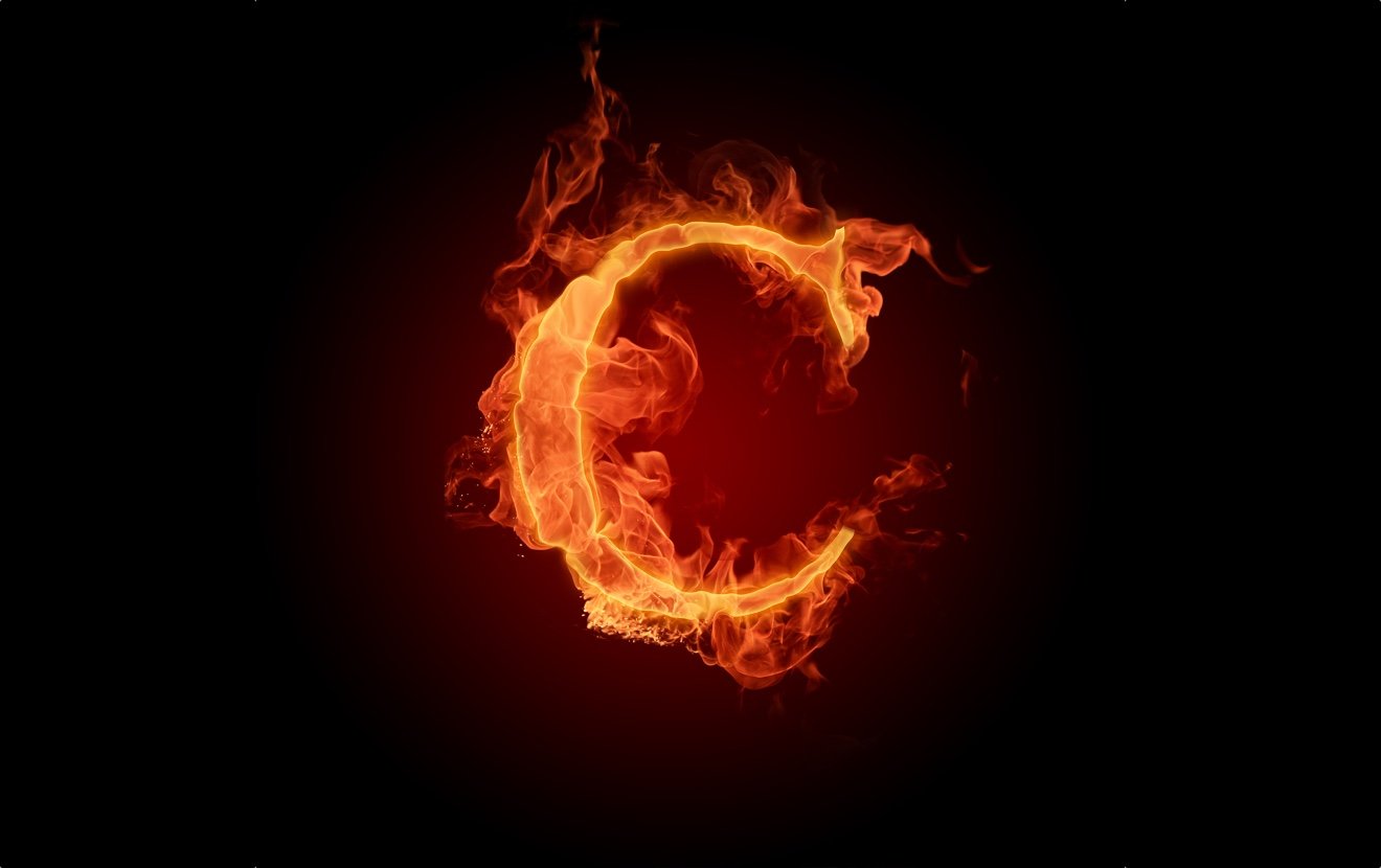 Fiery font. Letter C