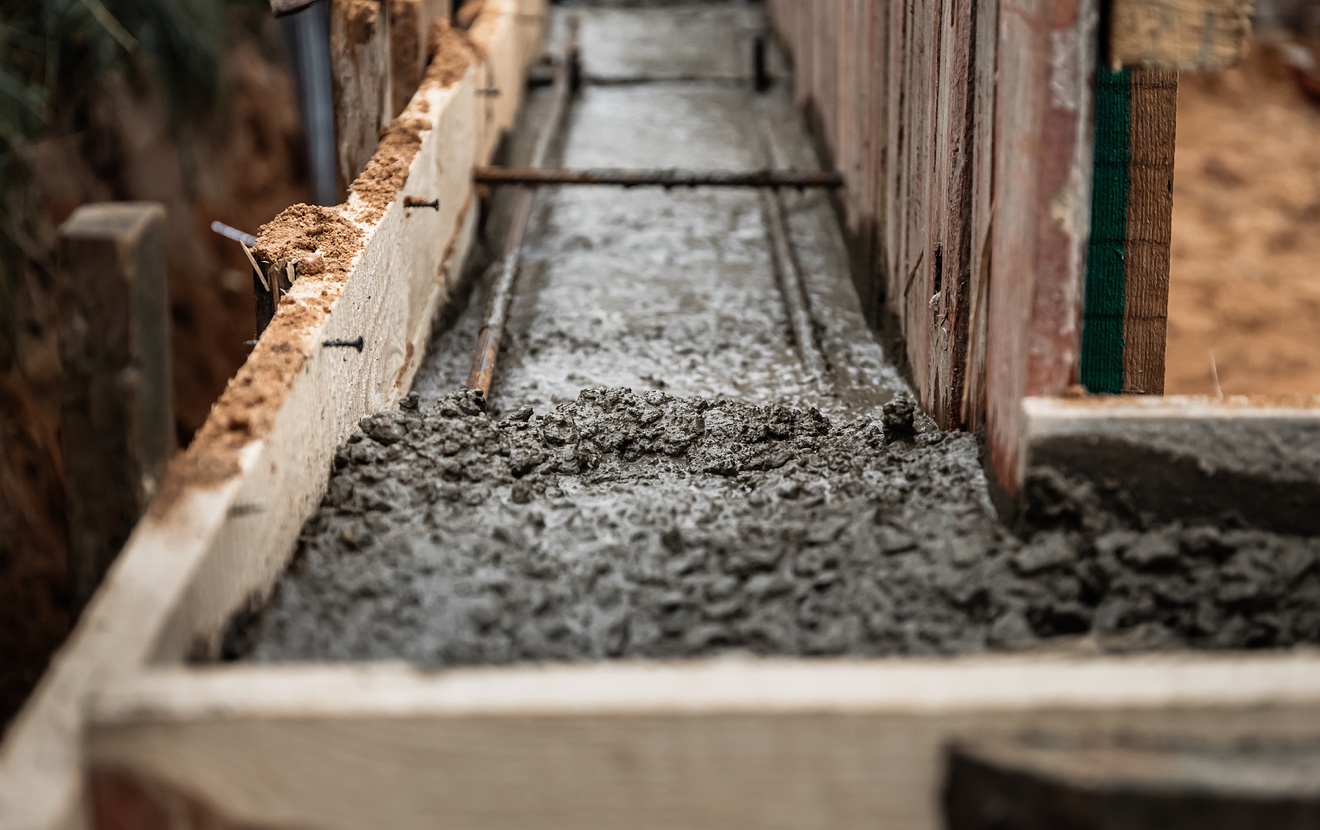 Timber Formwork With Metal Reinforcement For Pouring Concrete And Creating A Solid Foundation For A