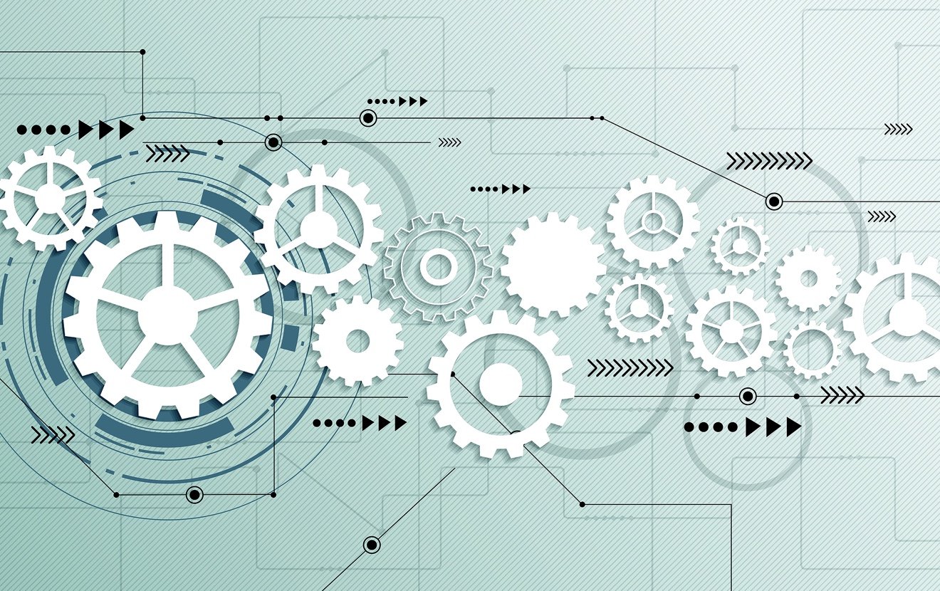Vector Abstract Futuristic Gear Wheel Engineering On Circuit Board