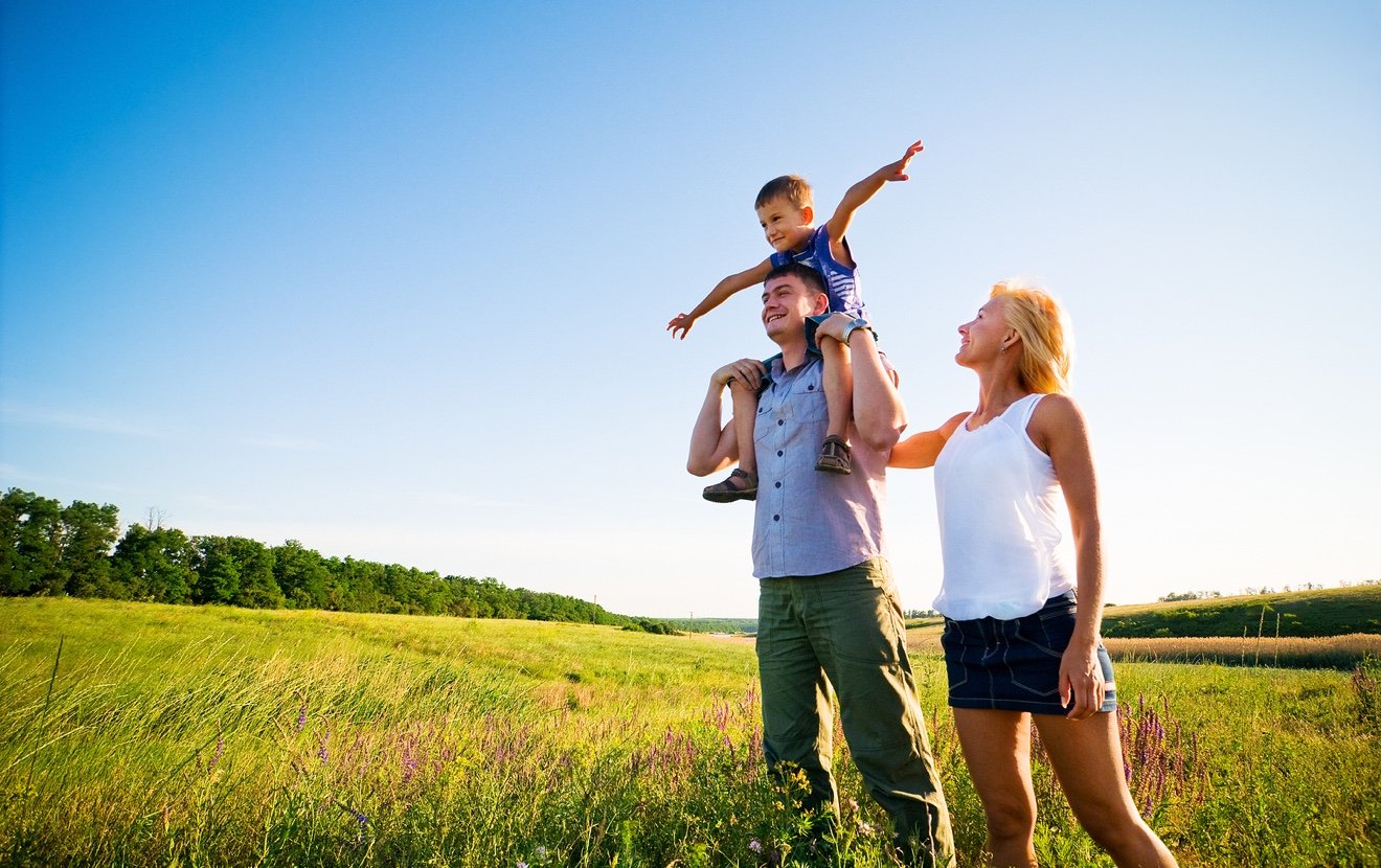 happy family having fun outdoors