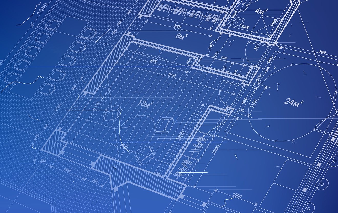 Architectural plan – abstract architectural blueprint of a modern residential building / technology,