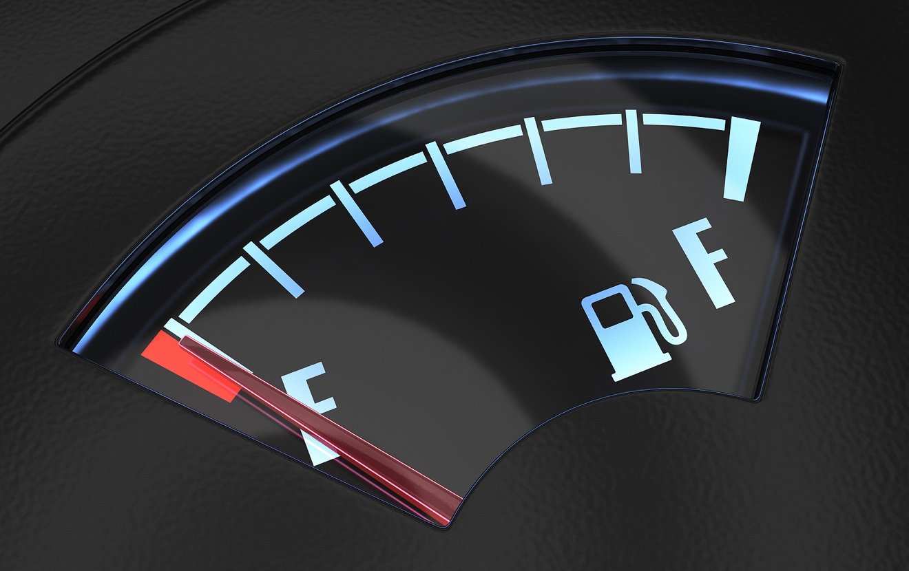 Gas Gage With The Needle Indicating An Empty Tank. Crisis No Fuel Concept