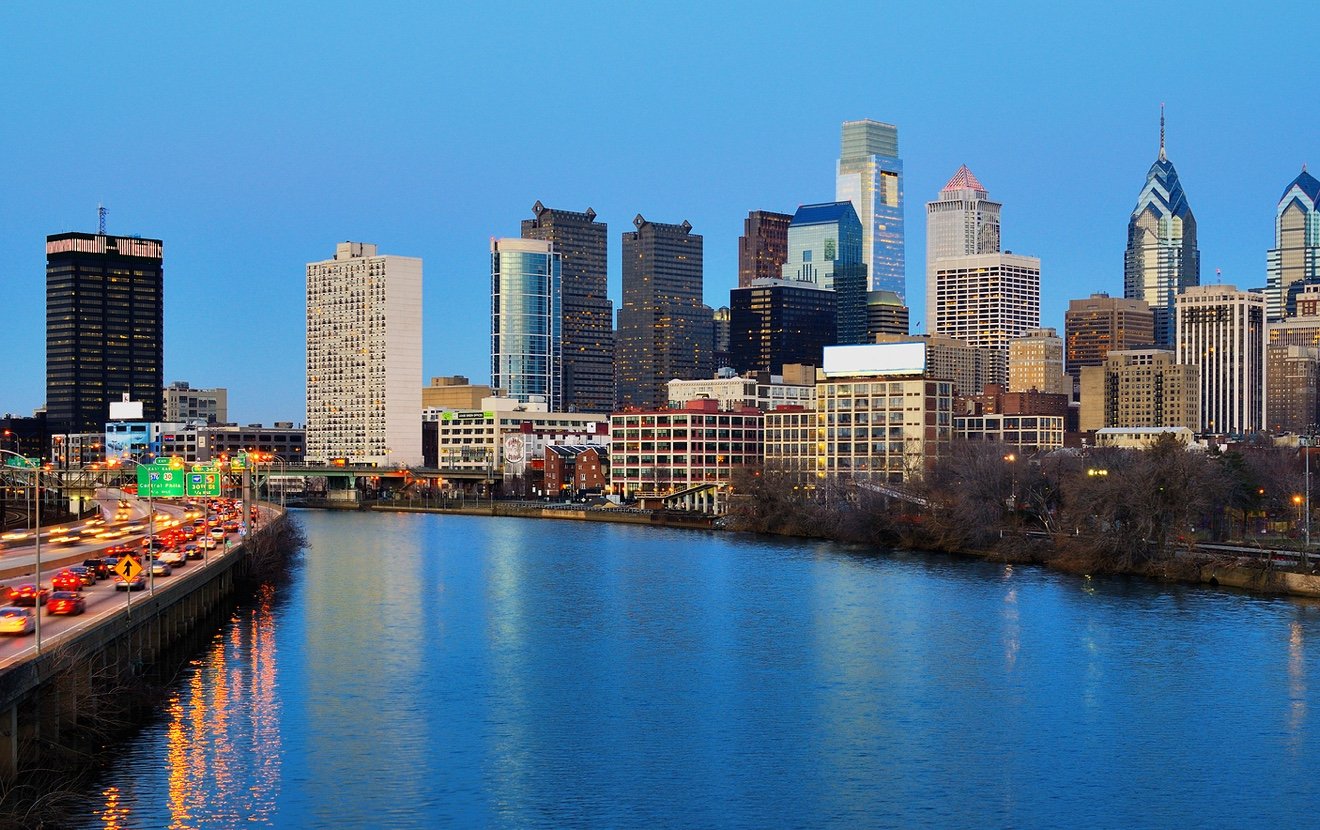 Skyline of downtown Philadelphia, Pennsylvania.